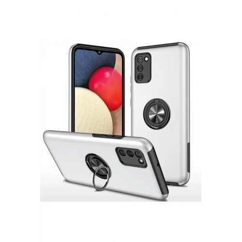 BFS  Samsung Galaxy A02S Kılıf Elit Yüzüklü Kapak - Gümüş