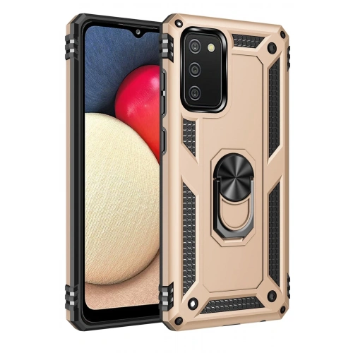 BFS  Samsung Galaxy A02S Kılıf Sofya Yüzüklü Silikon Kapak - Gold