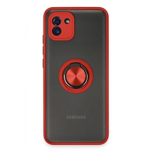 BFS  Samsung Galaxy A03 Kılıf Montreal Yüzüklü Silikon Kapak - Kırmızı