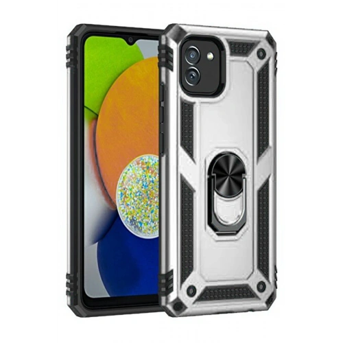 BFS  Samsung Galaxy A03 Kılıf Sofya Yüzüklü Silikon Kapak - Gümüş