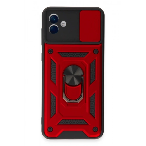 BFS  Samsung Galaxy A04E Kılıf Pars Lens Yüzüklü Silikon - Kırmızı