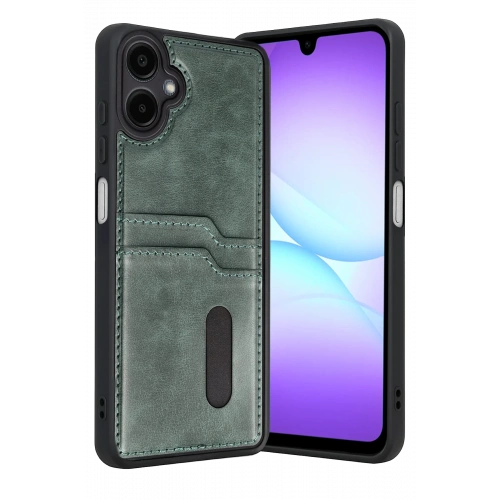 BFS  Samsung Galaxy A07 4G Sara Kartvizitli Deri Kılıf - Yeşil