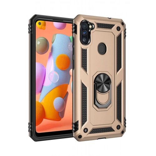 BFS  Samsung Galaxy A11 Kılıf Sofya Yüzüklü Silikon Kapak - Gold