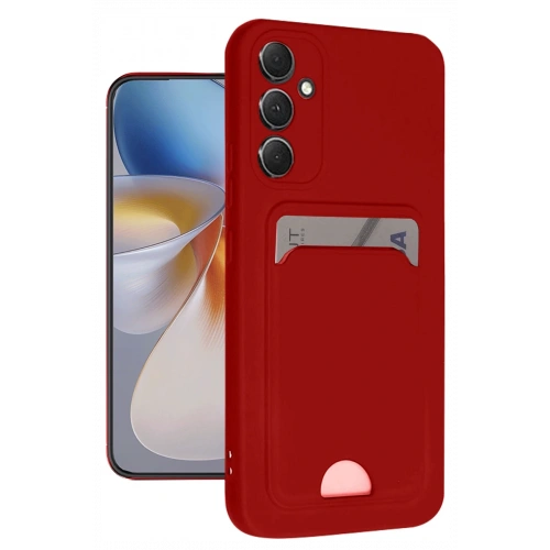 BFS  Samsung Galaxy A16 5G Kılıf Kelvin Kartvizitli Silikon - Kırmızı