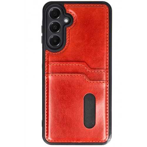 BFS  Samsung Galaxy A16 5G Kılıf Sara Kartvizitli Deri Kılıf - Kırmızı