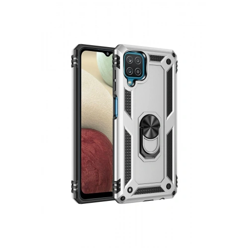 BFS  Samsung Galaxy A22 Kılıf Sofya Yüzüklü Silikon Kapak - Gümüş