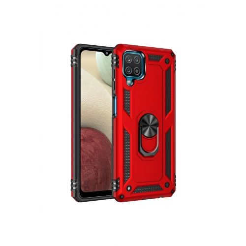 BFS  Samsung Galaxy A22 Kılıf Sofya Yüzüklü Silikon Kapak - Kırmızı