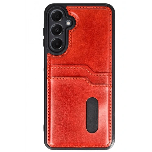 BFS  Samsung Galaxy A26 Kılıf Sara Kartvizitli Deri Kılıf - Kırmızı