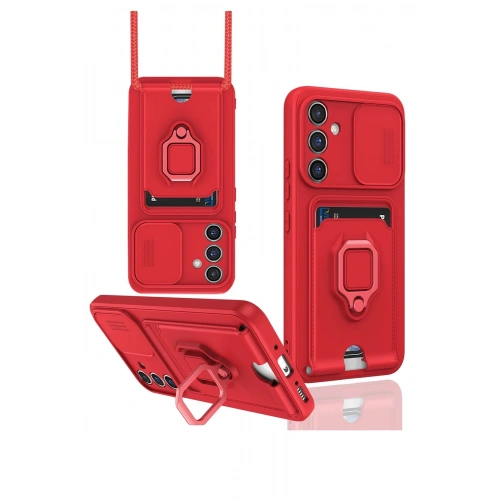 BFS  Samsung Galaxy A36 Kılıf Zuma Kartvizitli Yüzüklü Silikon - Kırmızı