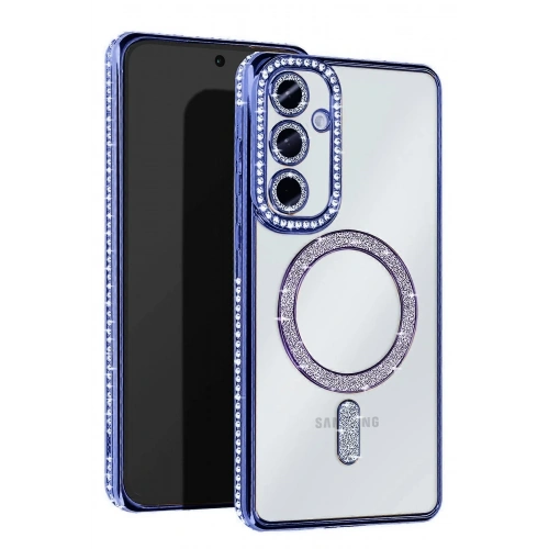 BFS  Samsung Galaxy A55 5G Joke Simli Magneticsafe Kılıf - Mavi