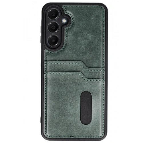 BFS  Samsung Galaxy A55 5G Kılıf Sara Kartvizitli Deri Kılıf - Koyu Yeşil