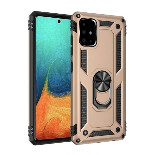 BFS  Samsung Galaxy A71 Kılıf Sofya Yüzüklü Silikon Kapak - Gold