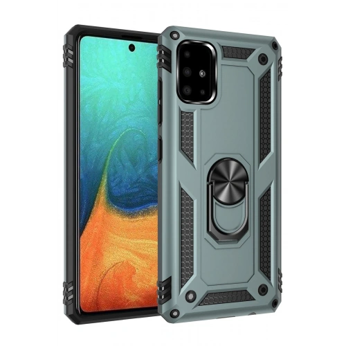 BFS  Samsung Galaxy A71 Kılıf Sofya Yüzüklü Silikon Kapak - Yeşil