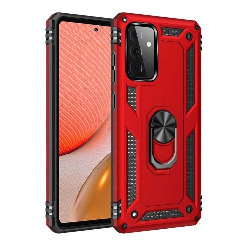 BFS  Samsung Galaxy A72 Kılıf Sofya Yüzüklü Silikon Kapak - Kırmızı