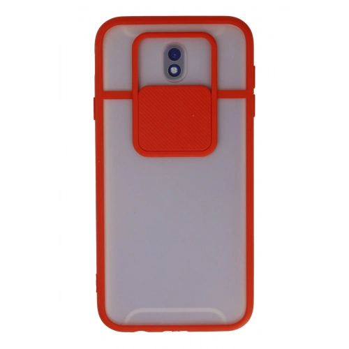 BFS  Samsung Galaxy J7 Pro / J730 Kılıf Palm Buzlu Kamera Sürgülü Silikon - Kırmızı
