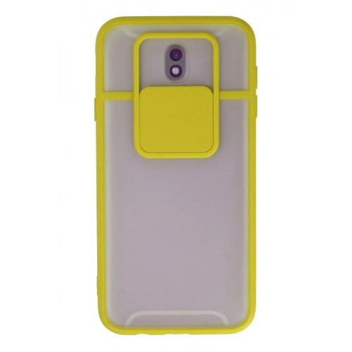 BFS  Samsung Galaxy J7 Pro / J730 Kılıf Palm Buzlu Kamera Sürgülü Silikon - Sarı