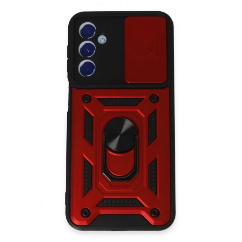 BFS  Samsung Galaxy M34 5G Kılıf Pars Lens Yüzüklü Silikon - Kırmızı