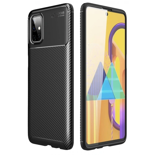 BFS  Samsung Galaxy M51 Kılıf Auto Focus Karbon Kapak - Siyah