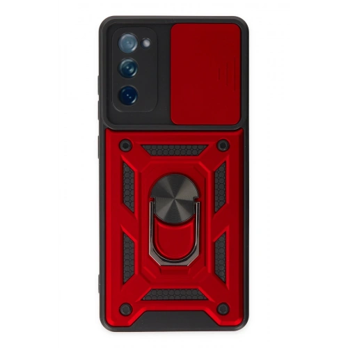 BFS  Samsung Galaxy S20 FE Kılıf Pars Lens Yüzüklü Silikon - Kırmızı