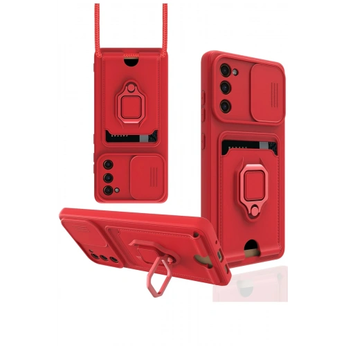 BFS  Samsung Galaxy S20 FE Kılıf Zuma Kartvizitli Yüzüklü Silikon - Kırmızı