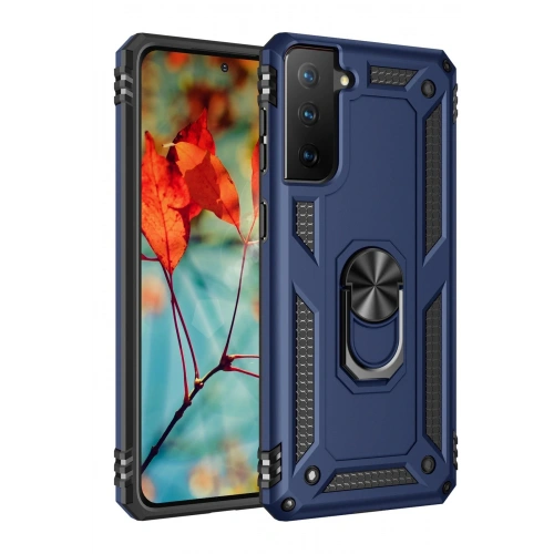 BFS  Samsung Galaxy S21 Kılıf Sofya Yüzüklü Silikon Kapak - Lacivert