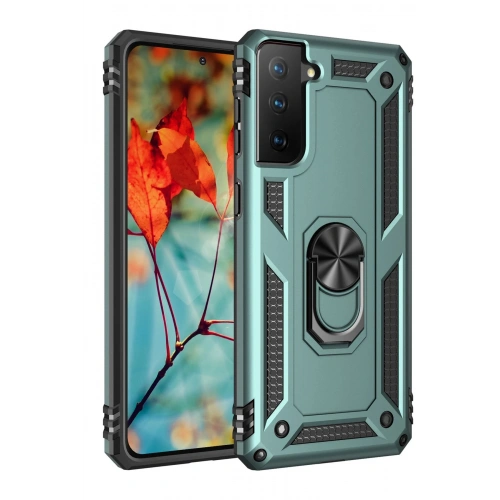 BFS  Samsung Galaxy S21 Kılıf Sofya Yüzüklü Silikon Kapak - Yeşil