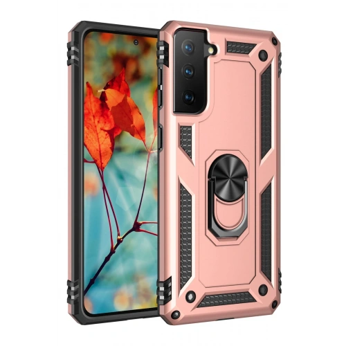 BFS  Samsung Galaxy S21 Plus Kılıf Sofya Yüzüklü Silikon Kapak - Rose