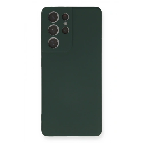 BFS  Samsung Galaxy S21 Ultra Kılıf Nano içi Kadife Silikon - Koyu Yeşil