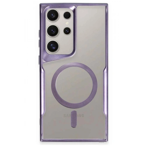 BFS  Samsung Galaxy S23 Ultra Kılıf Boyi Magsafe Silikon Kapak - Derin Mor