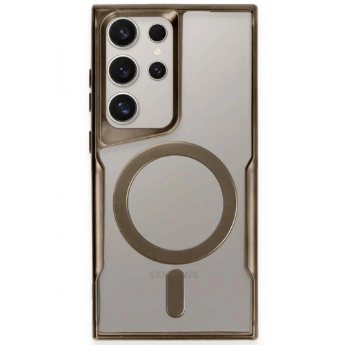 BFS  Samsung Galaxy S23 Ultra Kılıf Boyi Magsafe Silikon Kapak - Kahverengi