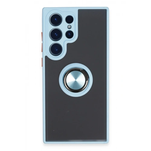 BFS  Samsung Galaxy S23 Ultra Kılıf Montreal Yüzüklü Silikon Kapak - Buz Mavi
