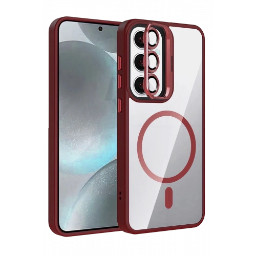 BFS  Samsung Galaxy S24 FE Remim Lensli Magsafe Standlı Kapak - Bordo