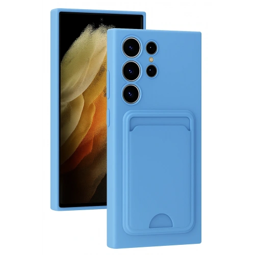 BFS  Samsung Galaxy S24 Ultra Kılıf Kelvin Kartvizitli Silikon - Mavi