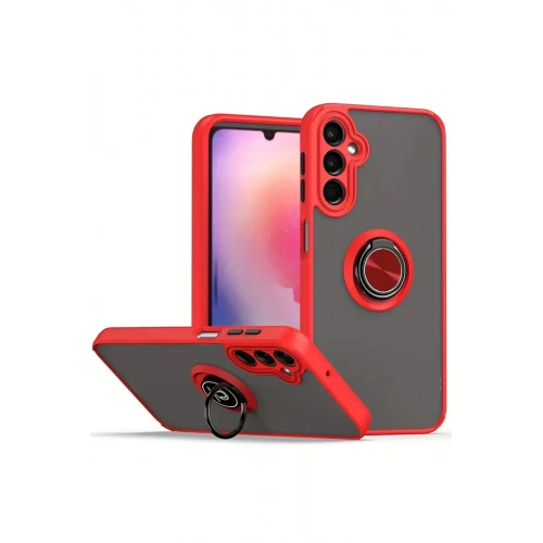 BFS  Samsung Galaxy S25 Plus Kılıf Montreal Yüzüklü Silikon Kapak - Kırmızı