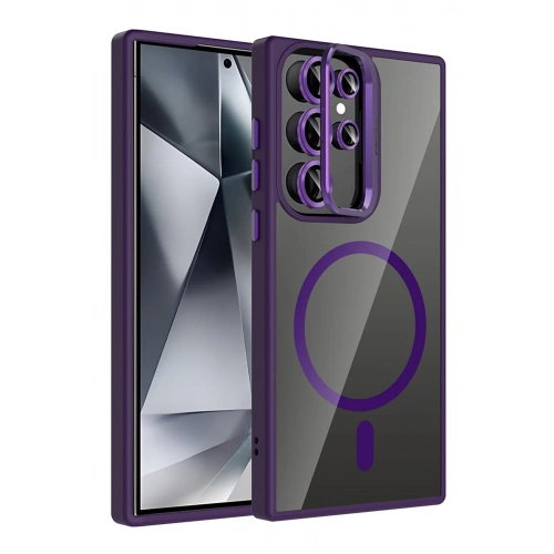BFS  Samsung Galaxy S25 Ultra Remim Lensli Magsafe Standlı Kapak - Derin Mor