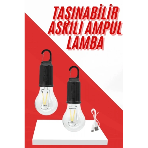 BFS Şarjlı Aydınlatma Ampul Tasarımlı Ambians Işık Askılı Kamp Lambası