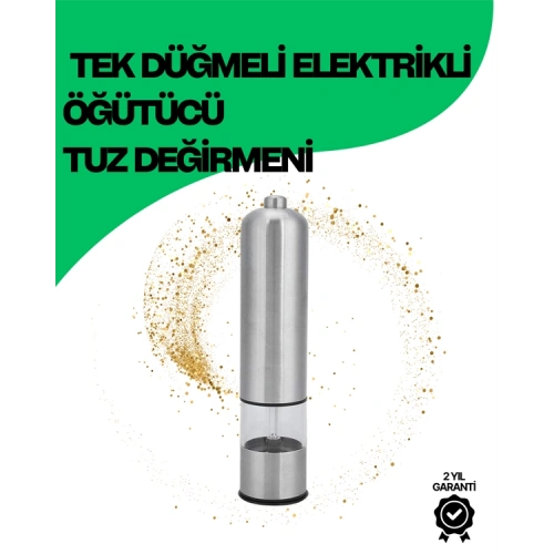 BFS Şeffaf Hazneli Elektrikli Tuz Karabiber Öğütücü Pilli Taşınabilir Mutfak Aleti