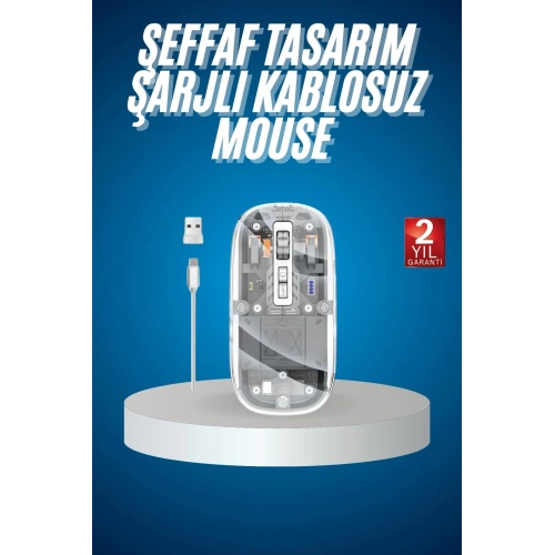 BFS Sessiz Tıklama Çift Modlu Bluetooth Ve Alıcı Şeffaf Mouse Fare