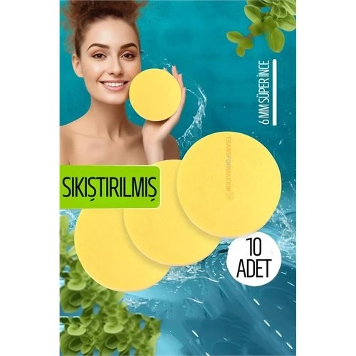 BFS  Sıkıştırılmış Makyaj Temizlik Pedi Cilt Temizlik Süngeri Doğal Selülöz 10 ADET