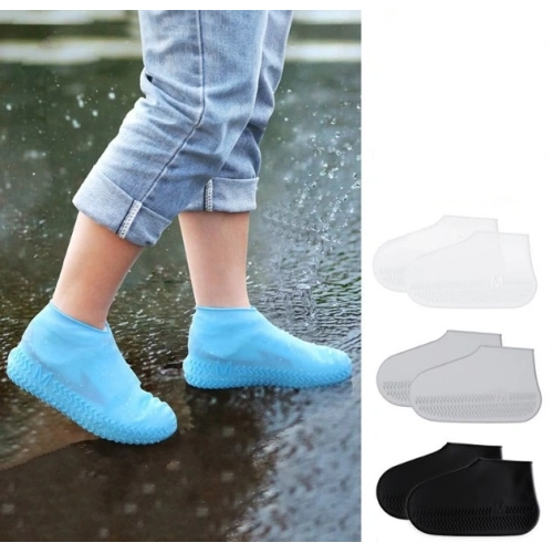 BFS  Silikon Ayakkabı Kılıfı Kaymaz Su Kir Geçirmez   L Beden Siyah