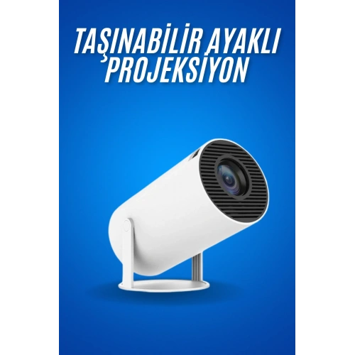 BFS Sinema Projektörü Android HDMI USB WİFİ Ses Çıkışlı Ayaklı Projeksiyon Taşınabilir