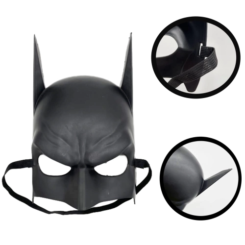 BFS Siyah Renk Çocuk Boy Arkadan Lastikli Batman Maskesi   20x14 Cm