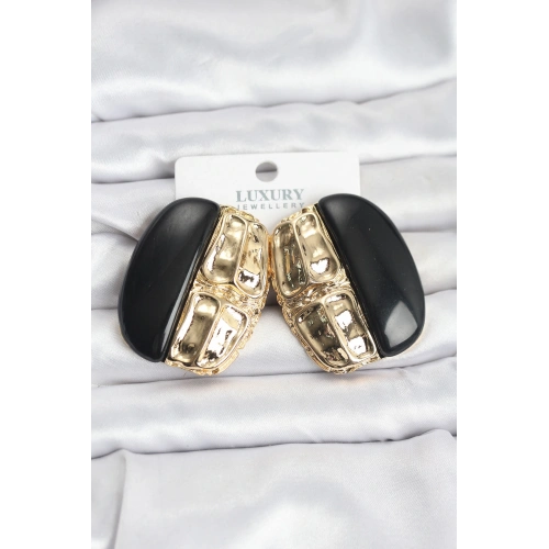 BFS Siyah Renk Pirinç Vintage Kadın Küpe