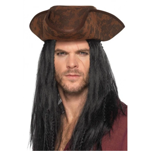 BFS   Siyah Saçlı Kaptan Korsan Şapkası