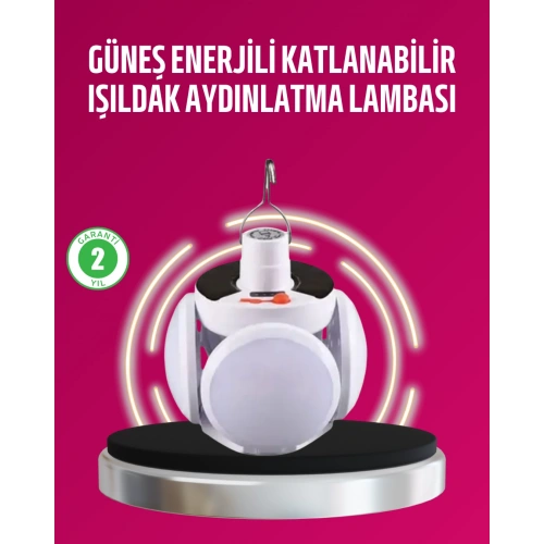 BFS Solar ve USB Şarjlı Su Geçirmez Katlanabilir LED Lamba