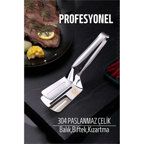 BFS  Spatulalı Maşa Biftek Balık Maşası 304 Paslanmaz Çelik