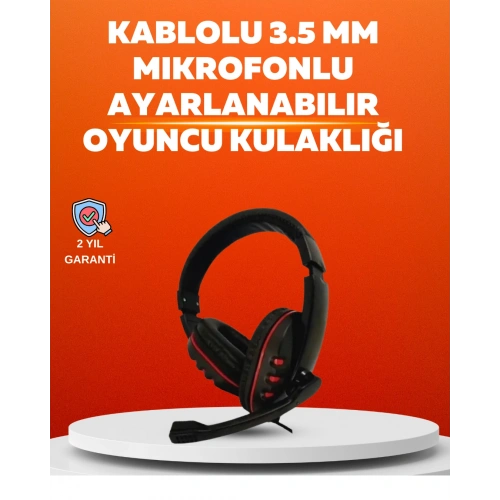 BFS Stereo Kırmızı Gaming Kulaklığı Yumuşak Pedli Mikrofonlu