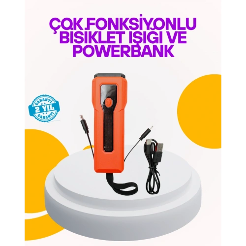 BFS Su Geçirmez Bisiklet Işığı 5000 mAh Powerbankli Ön Far