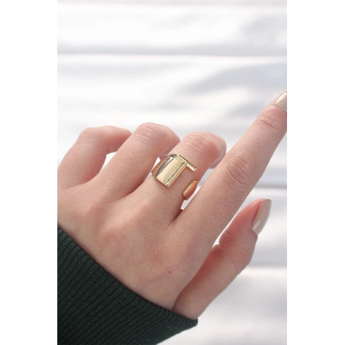 BFS T Harfli Altın Renk Ayarlanabilir Yüzük