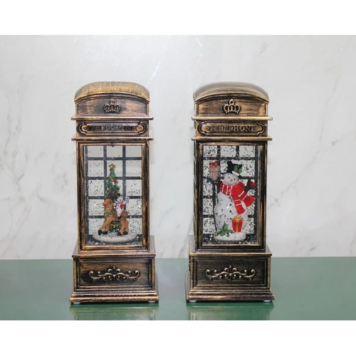 BFS Telefon Kulübesi Tasarımı Yılbaşı Temalı Işıklı Müzikli Kar Küresi 3210